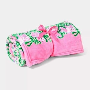 Brand New Lilly Pulitzer Pink Quartz Panda N Bows Engineered Blanket